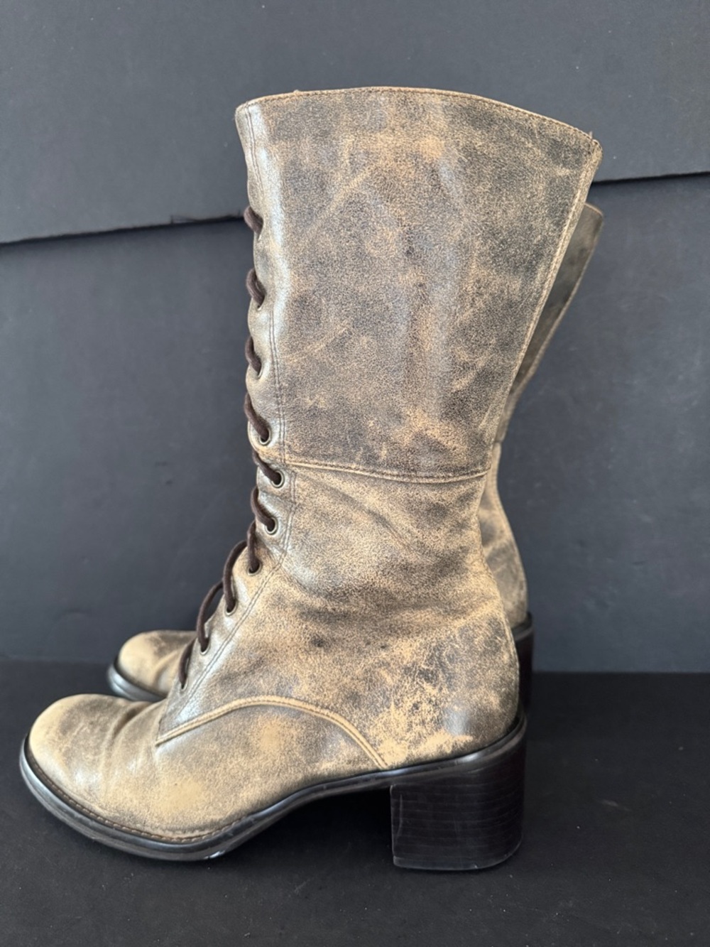 Vintage Pazzo Distressed Look Lace up Boots - Picture 4 of 17